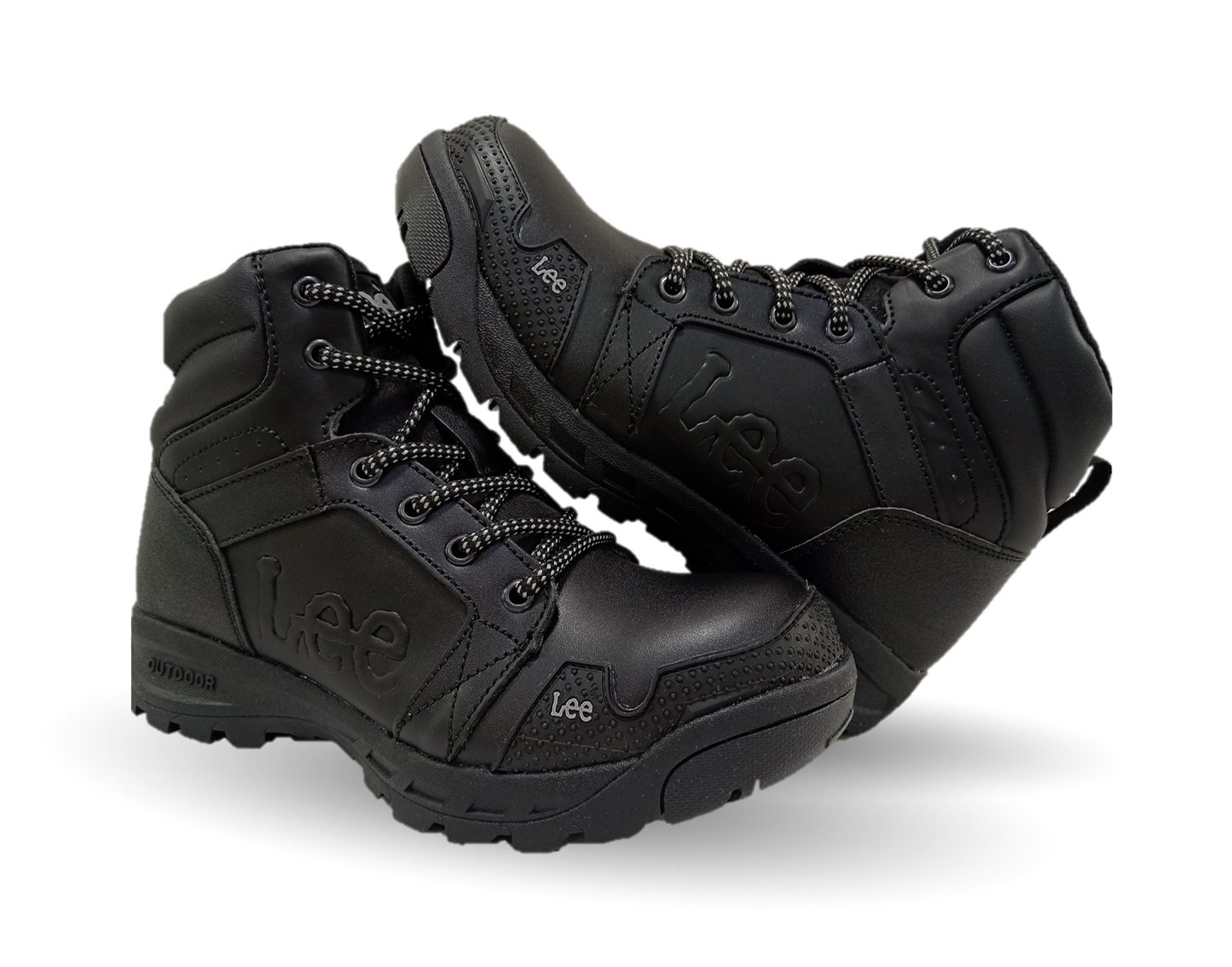 Bota Industrial y Casual de piel con casco de acero Lee 253 Negro/Acero para hombre