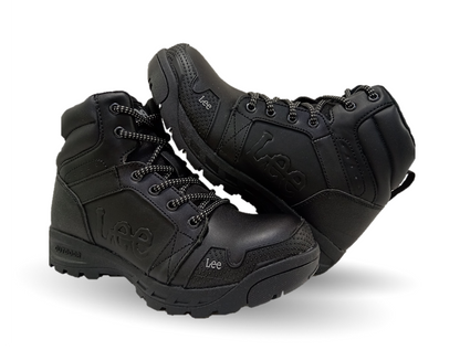 Bota Industrial y Casual de piel con casco de acero Lee 253 Negro/Acero para hombre