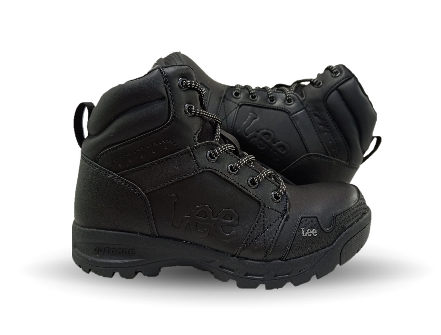 Bota Industrial y Casual de piel con casco de acero Lee 253 Negro/Acero para hombre