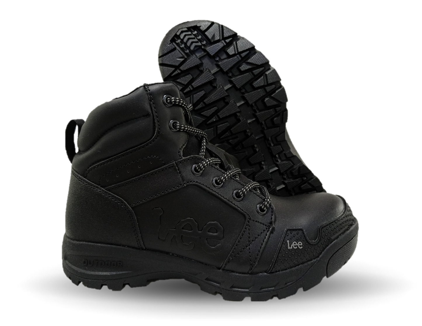Bota Industrial y Casual de piel con casco de acero Lee 253 Negro/Acero para hombre