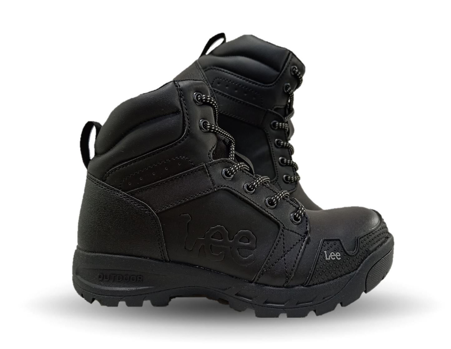 Bota Industrial y Casual de piel con casco de acero Lee 253 Negro/Acero para hombre