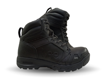 Bota Industrial y Casual de piel con casco de acero Lee 253 Negro/Acero para hombre