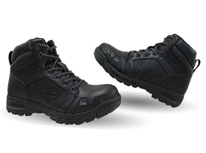 Bota Industrial y Casual de piel con casco de acero Lee 253 Negro/Acero para hombre