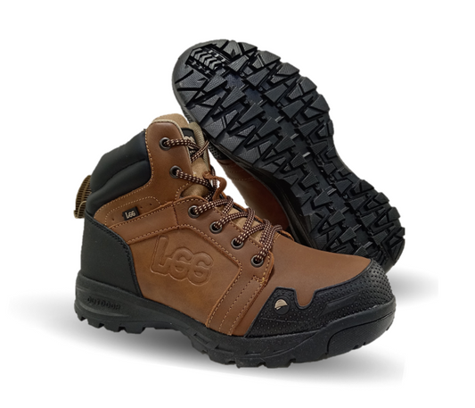 Bota Industrial y Casual de piel con casco de acero Lee 8253 Avellana para hombre