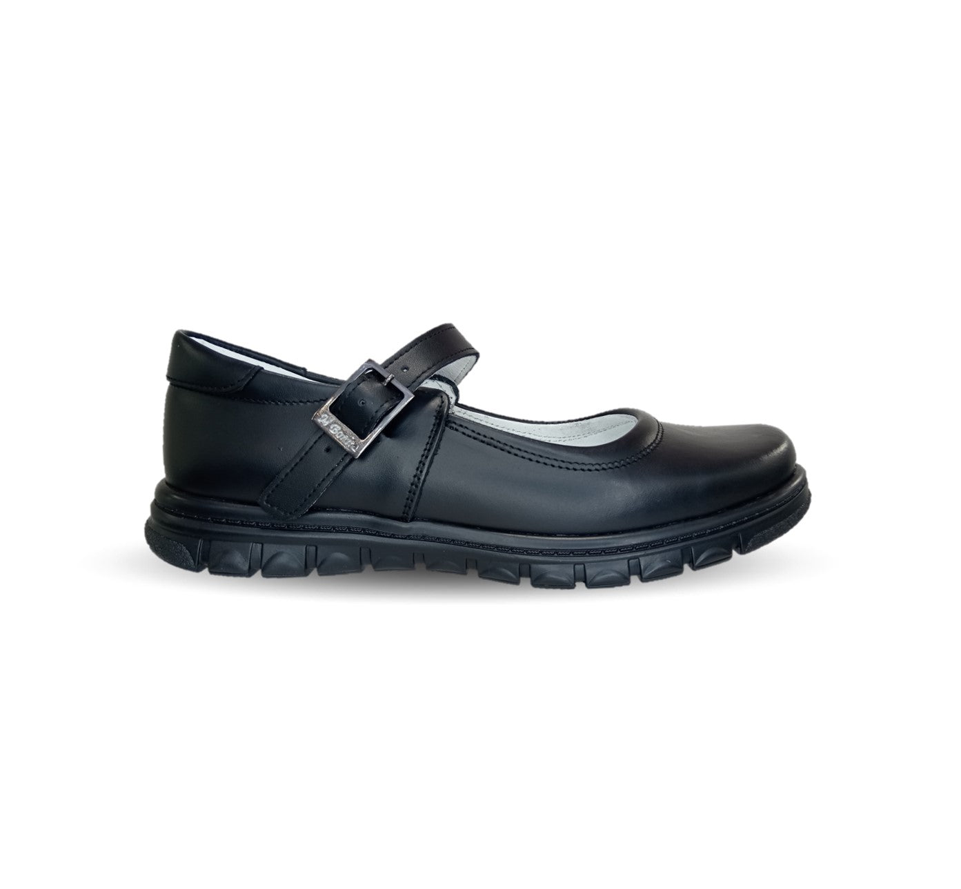 Zapato Escolar y Casual de piel con hebilla Mujer Bonita 1530 Negro para niña y mujer