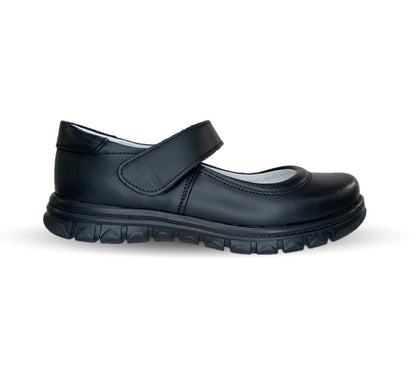 Zapato Escolar y Casual de piel con contactel Mujer Bonita 1531 Negro para niña y mujer