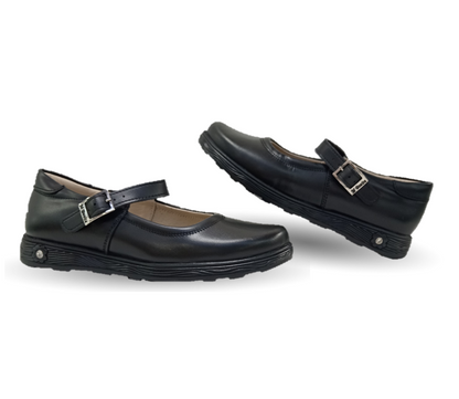 Zapato Escolar y Casual de piel con hebilla Mujer Bonita 1930 Negro para niña