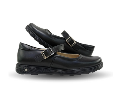 Zapato Escolar y Casual de piel con hebilla Mujer Bonita 1930 Negro para niña