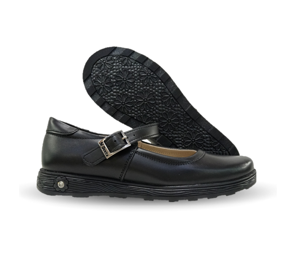 Zapato Escolar y Casual de piel con hebilla Mujer Bonita 1930 Negro para niña