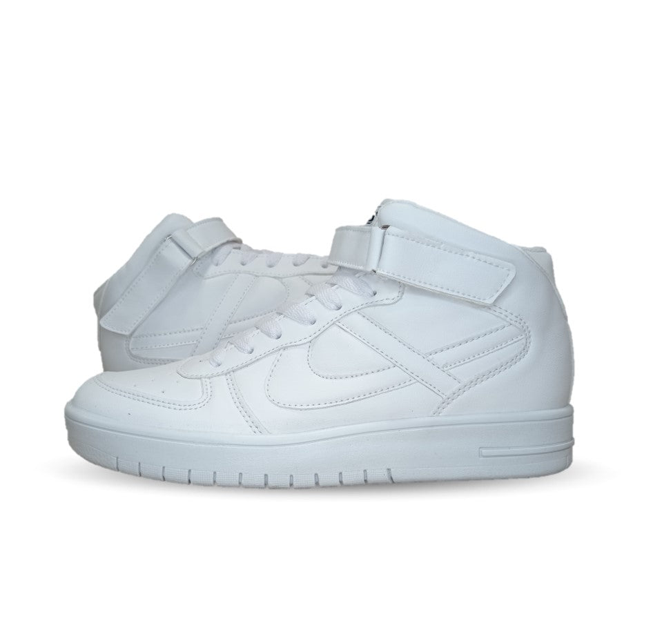 Tenis Urbano y Escolar tipo Bota Panam 301 Blanco/Blanco Unisex para mujer y hombre