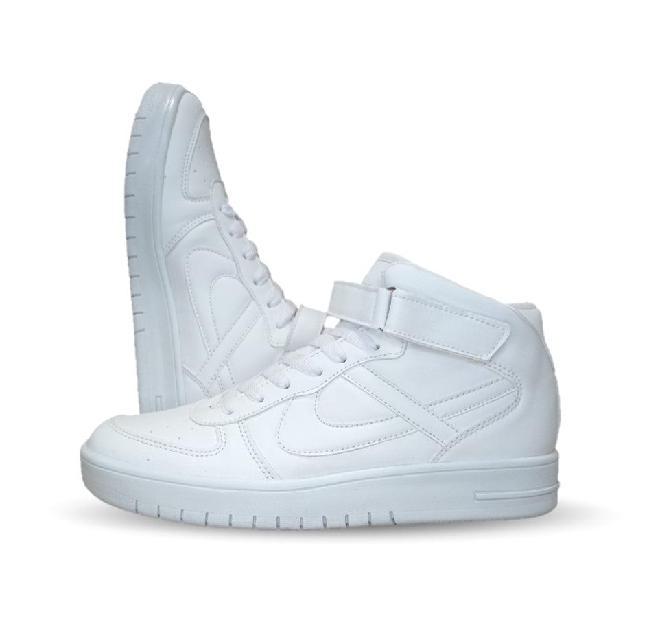 Tenis Urbano y Escolar tipo Bota Panam 301 Blanco/Blanco Unisex para mujer y hombre