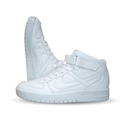 Tenis Urbano y Escolar tipo Bota Panam 301 Blanco/Blanco Unisex para mujer y hombre