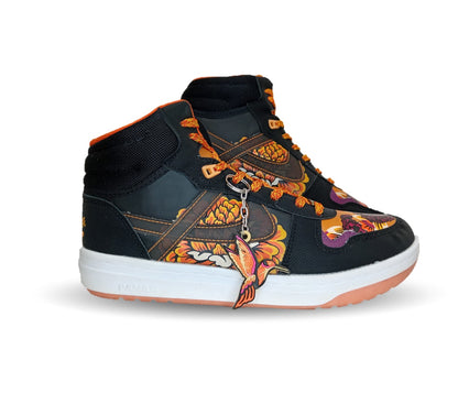 Tenis Urbano tipo Bota Panam 319 Naranja/Negro Unisex para hombre y mujer