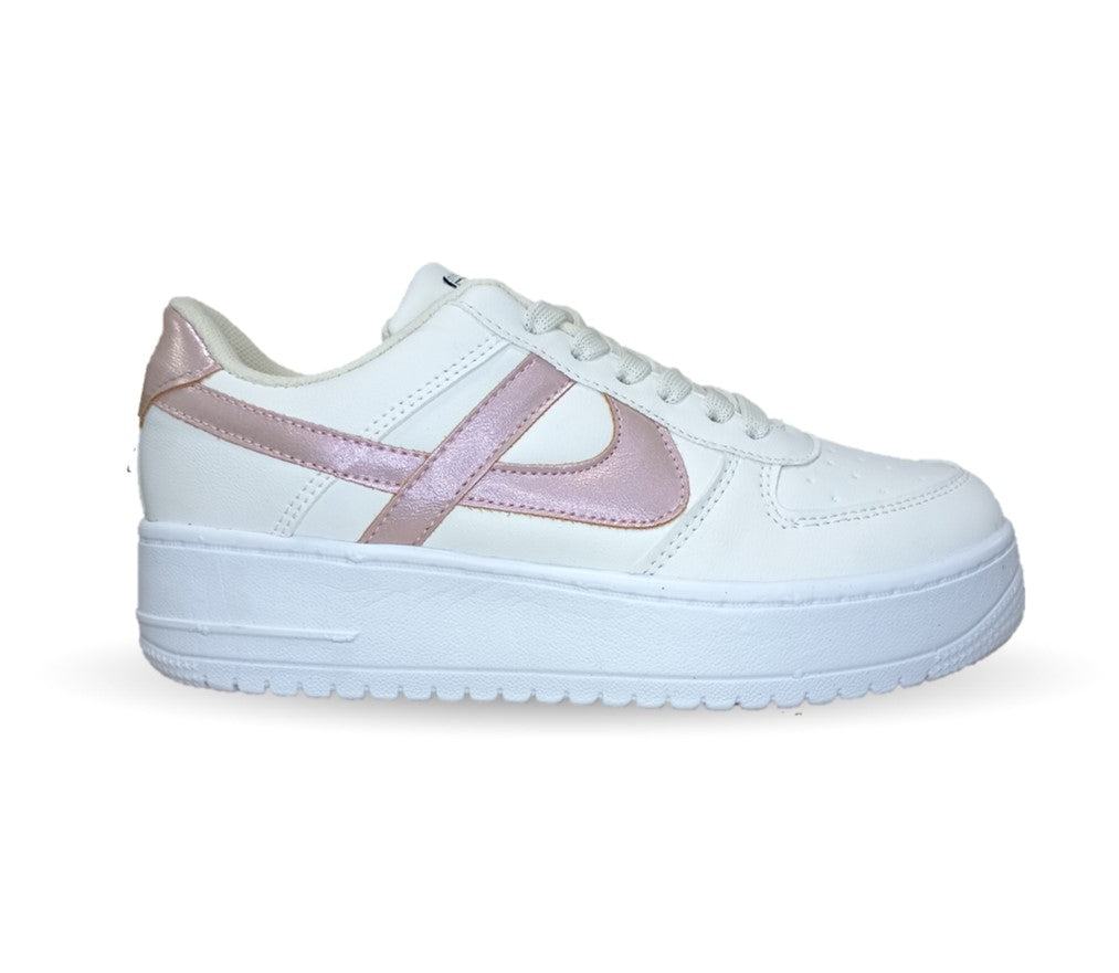 Tenis Urbano Panam 892 Blanco/Plata/Rosa para mujer