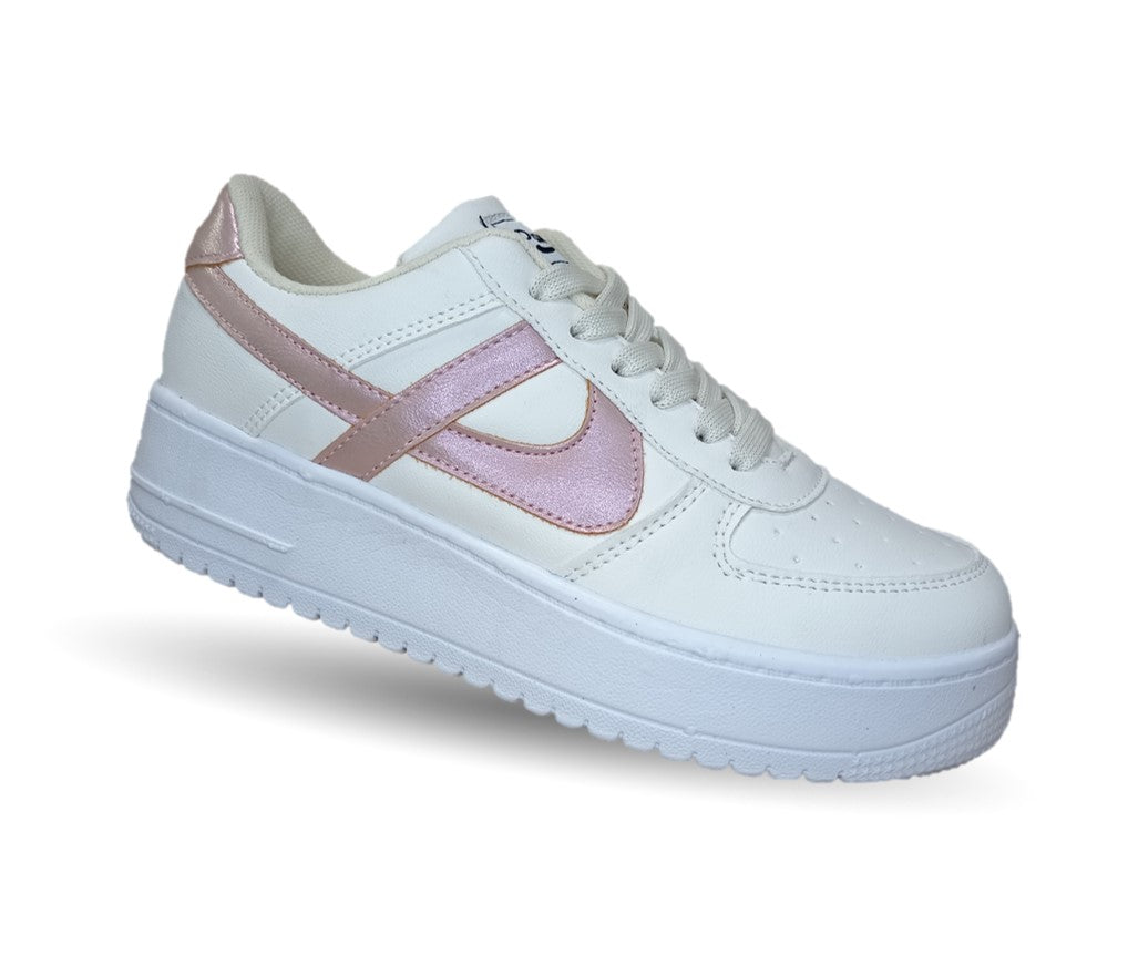 Tenis Urbano Panam 892 Blanco/Plata/Rosa para mujer