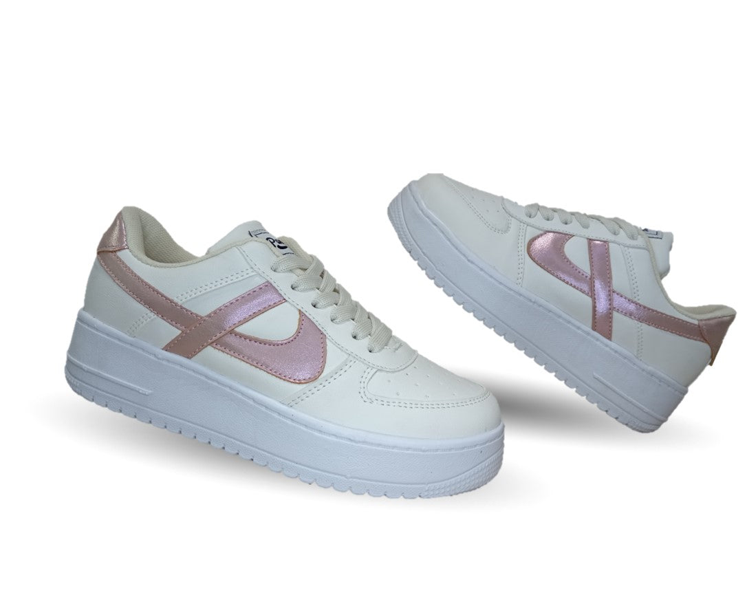Tenis Urbano Panam 892 Blanco/Plata/Rosa para mujer