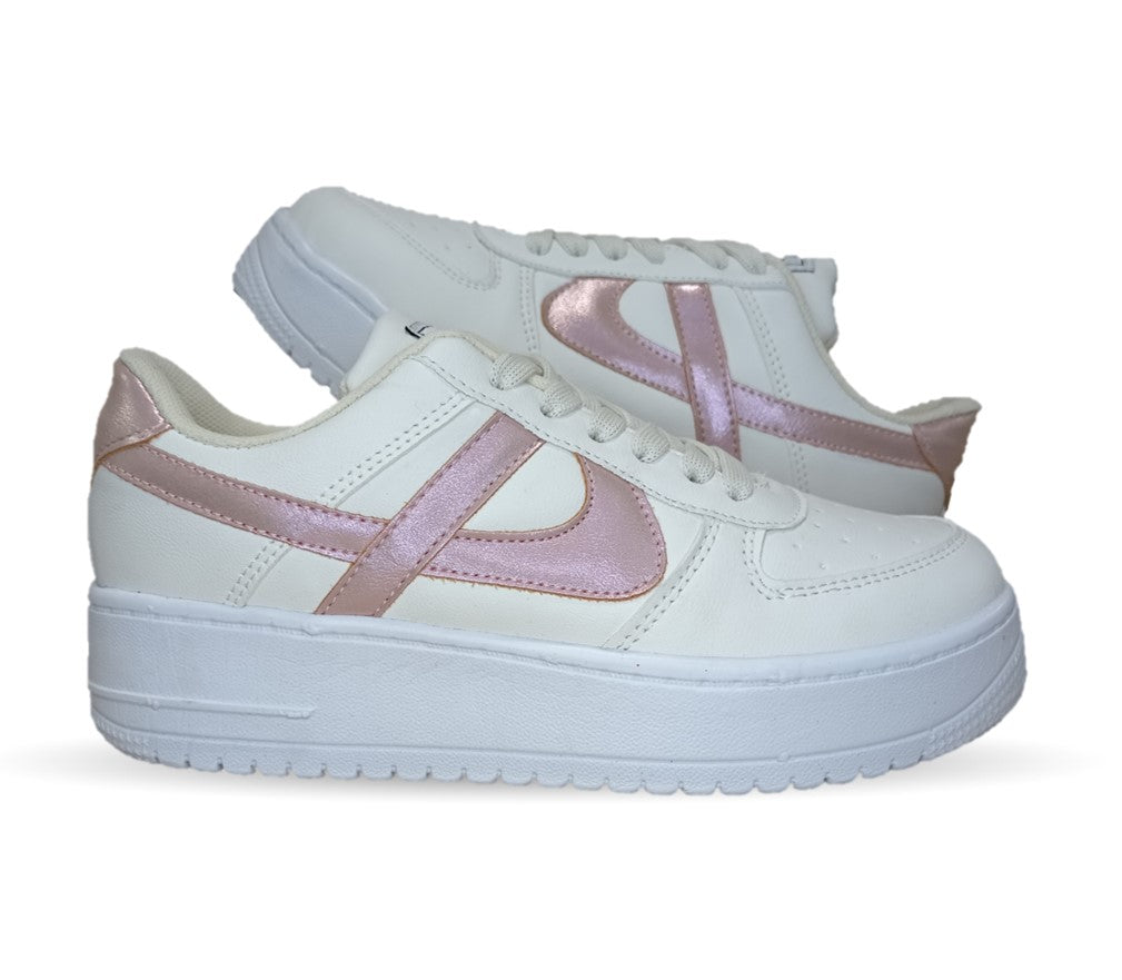 Tenis Urbano Panam 892 Blanco/Plata/Rosa para mujer
