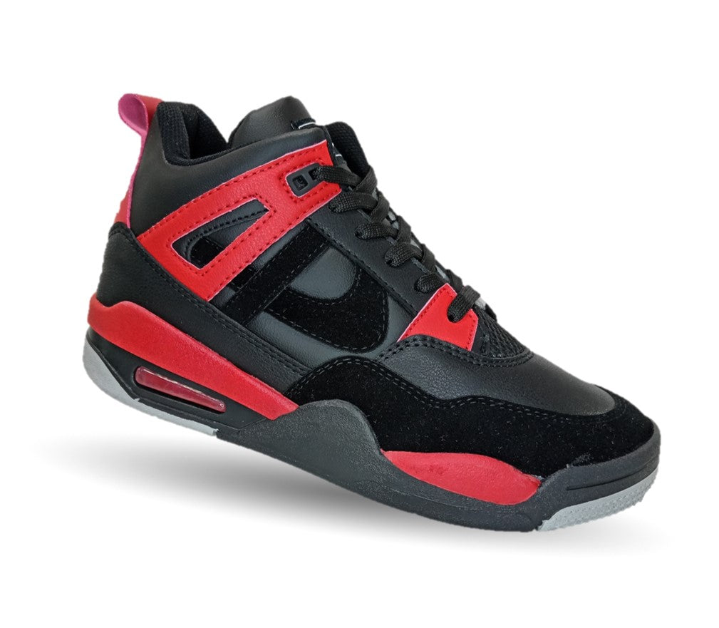 Tenis Urbano tipo Bota Panam 897 Negro/Rojo Unisex para hombre y mujer