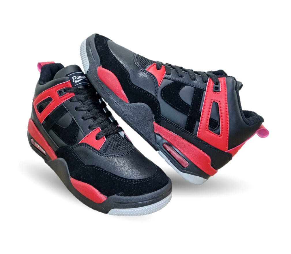 Tenis Urbano tipo Bota Panam 897 Negro/Rojo Unisex para hombre y mujer