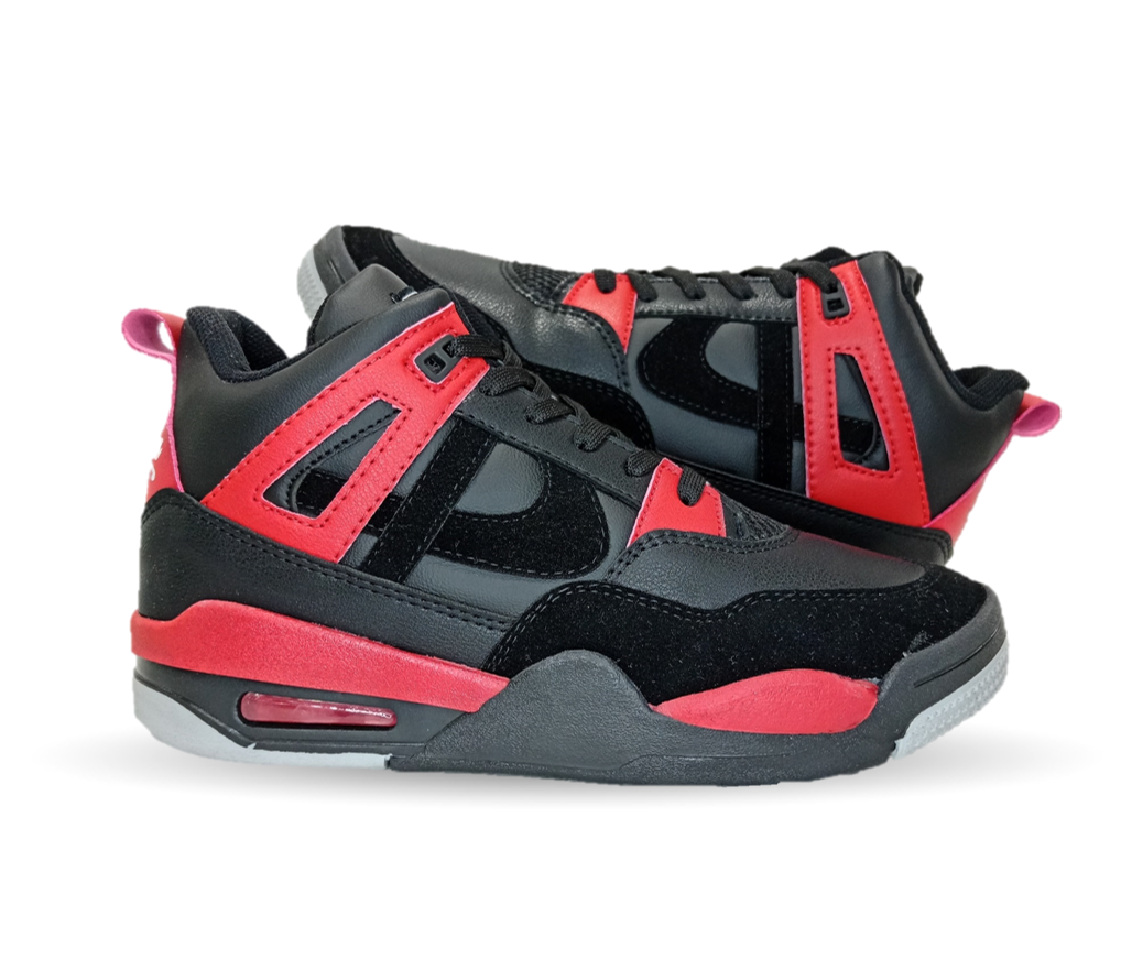 Tenis Urbano tipo Bota Panam 897 Negro/Rojo Unisex para hombre y mujer