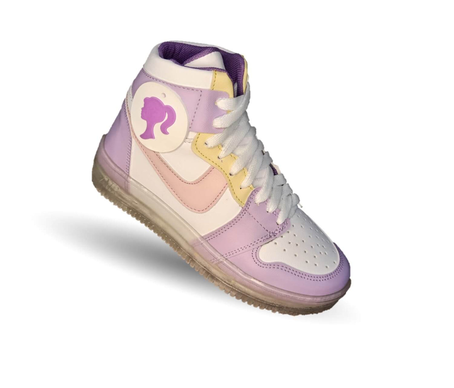 Tenis tipo Bota con luces leds ajuste de agujetas Paola Ramírez 13000 Blanco/Lila para niña
