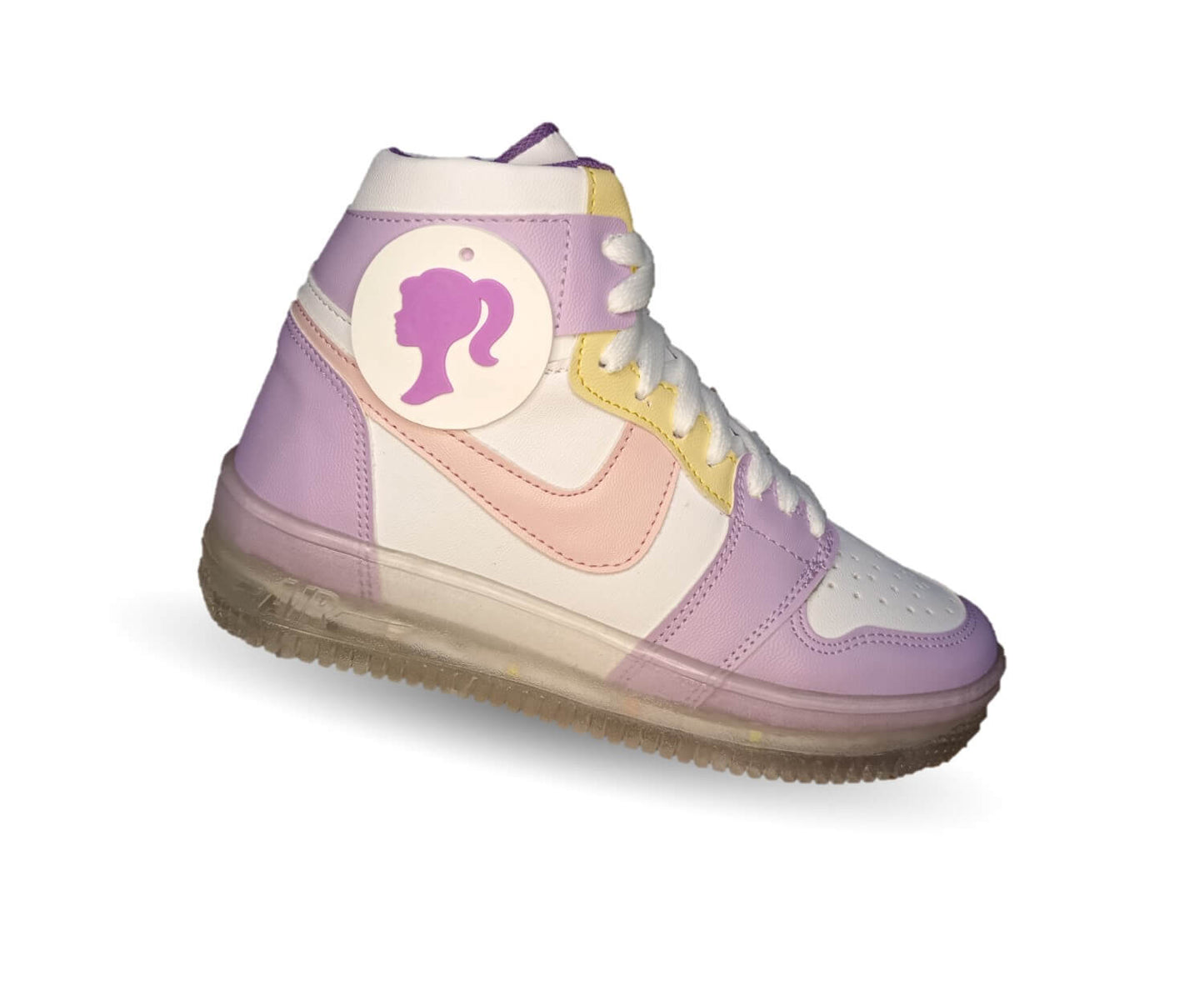 Tenis tipo Bota con luces leds ajuste de agujetas Paola Ramírez 13000 Blanco/Lila para niña