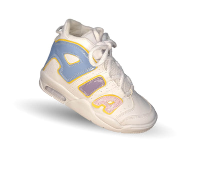 Tenis tipo Bota con ajuste de agujetas Paola Ramirez 17000 Blanco/Multicolor para niña