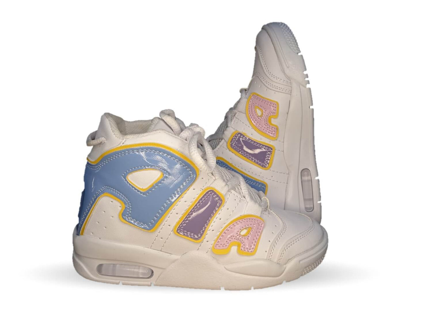 Tenis tipo Bota con ajuste de agujetas Paola Ramirez 17000 Blanco/Multicolor para niña