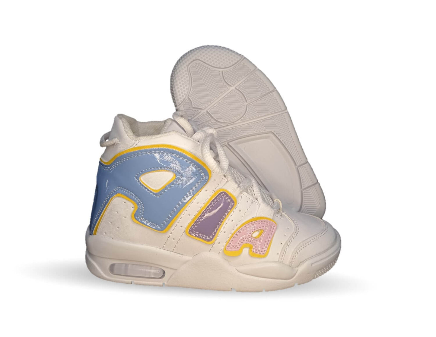 Tenis tipo Bota con ajuste de agujetas Paola Ramirez 17000 Blanco/Multicolor para niña