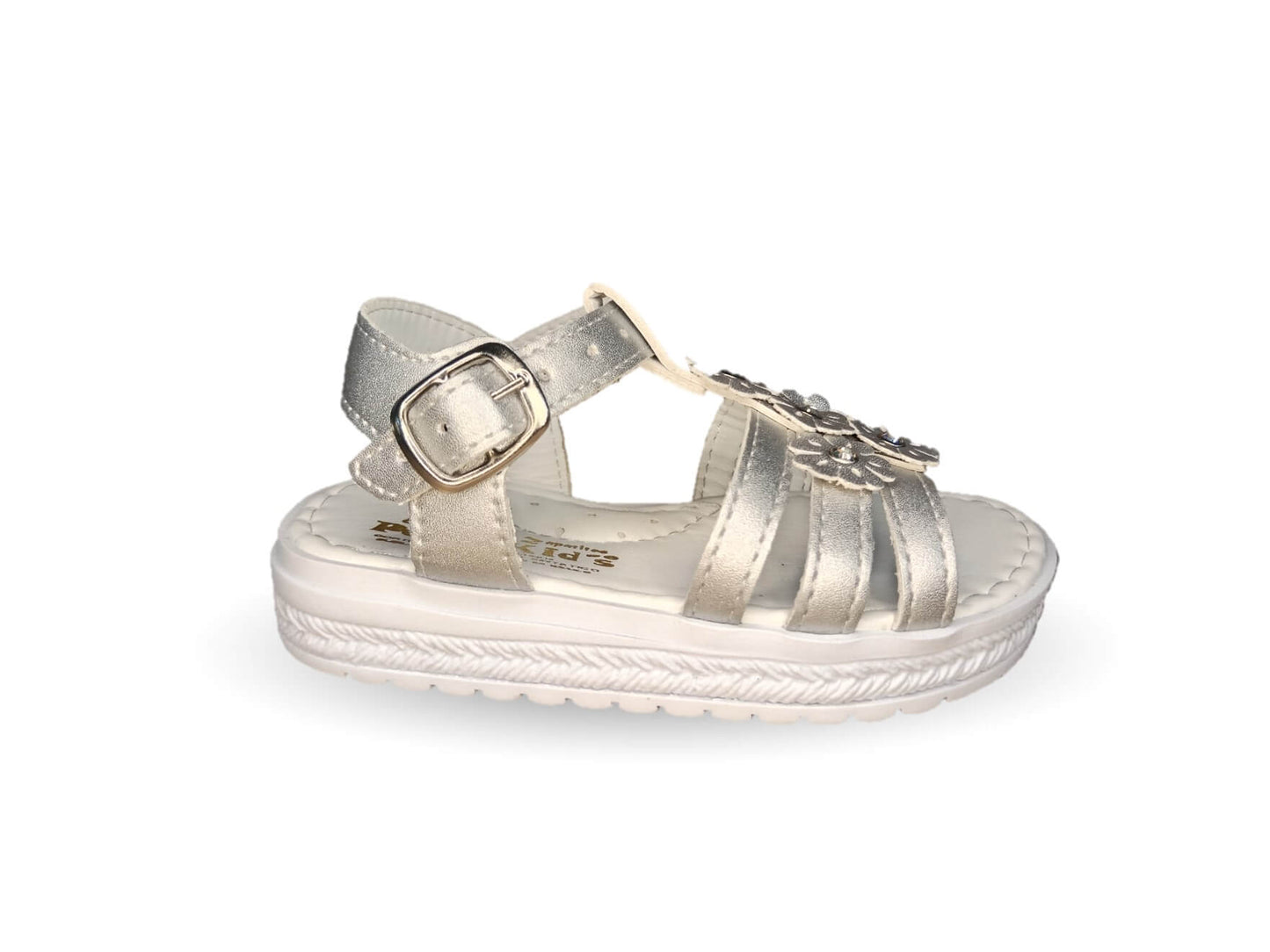 Sandalia con hebilla Peke Kids 296 Plata para niña