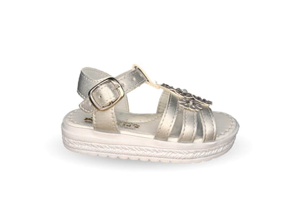 Sandalia con hebilla Peke Kids 296 Plata para niña