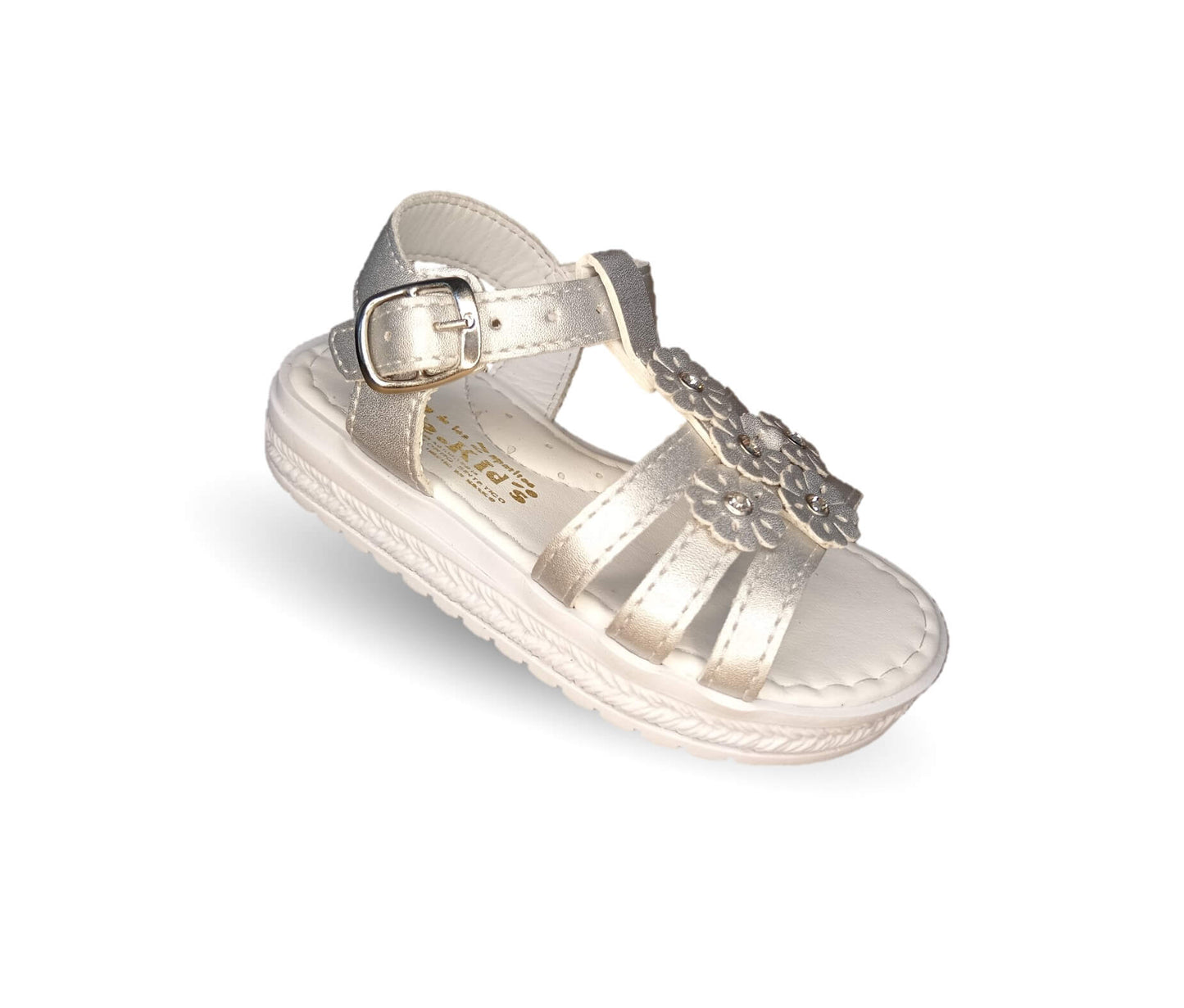 Sandalia con hebilla Peke Kids 296 Plata para niña