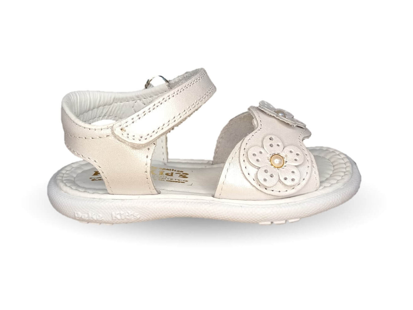 Sandalia con contactel Peke Kids 802 Plata Nacarado para niña