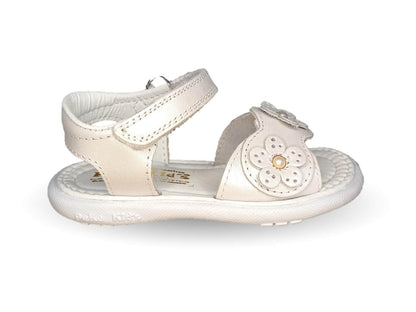 Sandalia con contactel Peke Kids 802 Plata Nacarado para niña