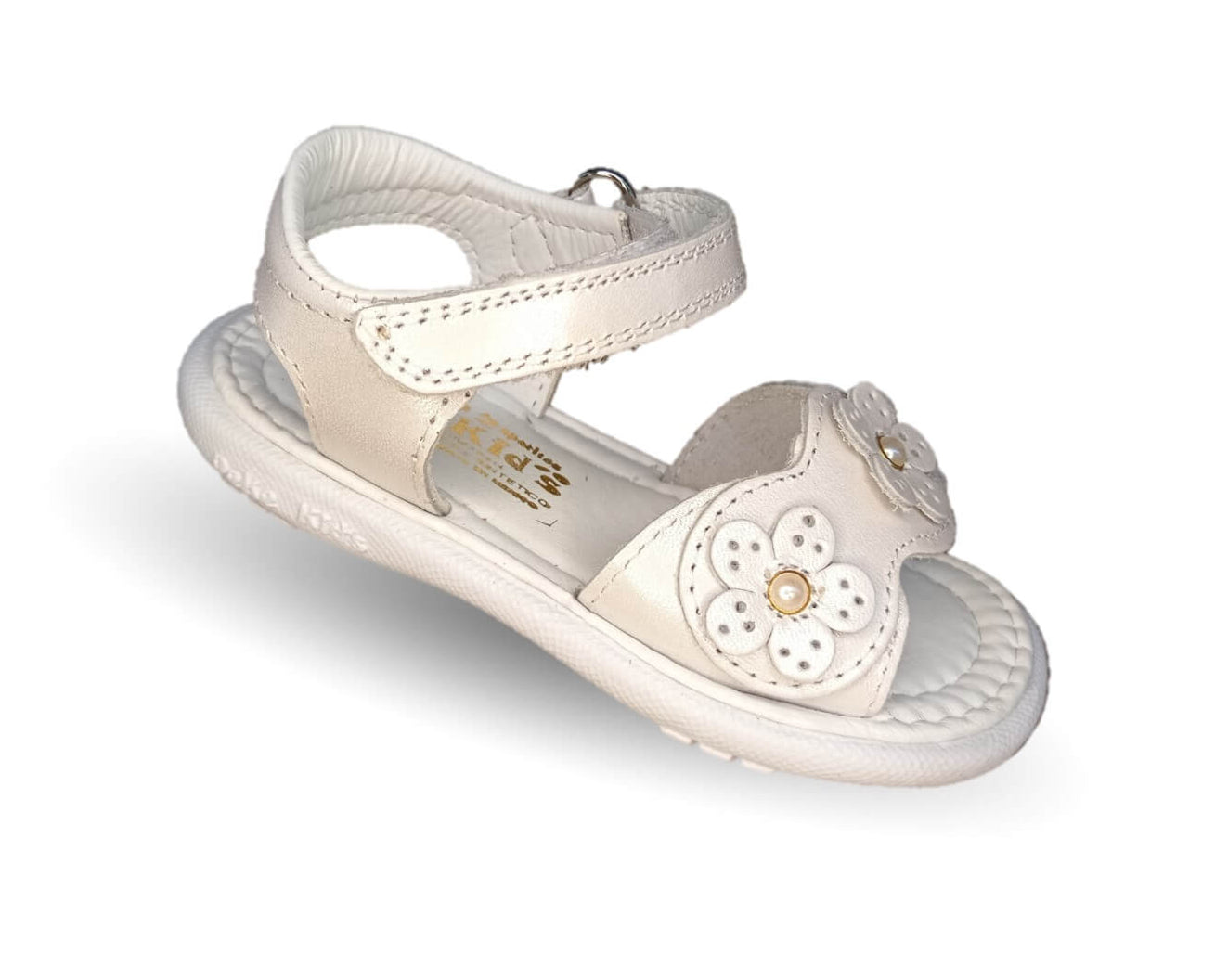 Sandalia con contactel Peke Kids 802 Plata Nacarado para niña