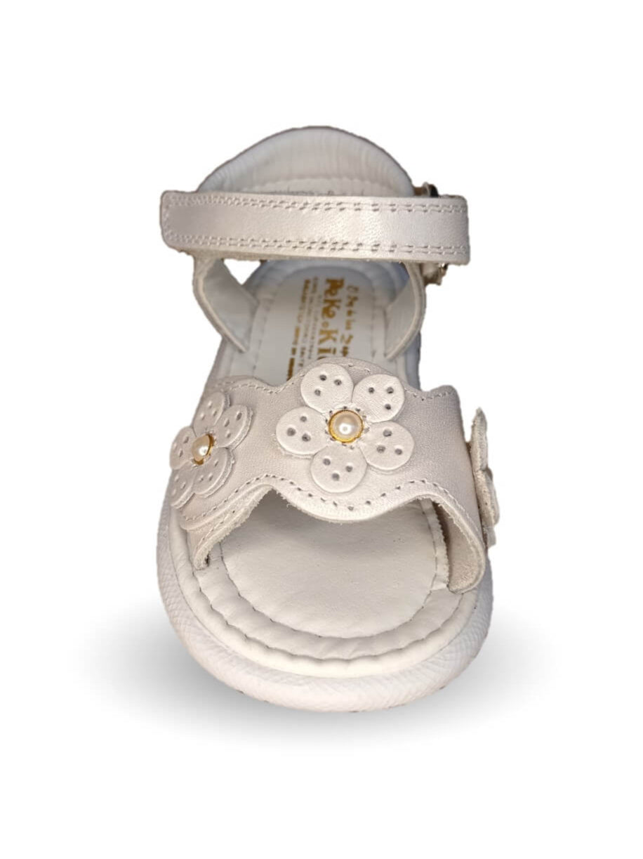 Sandalia con contactel Peke Kids 802 Plata Nacarado para niña