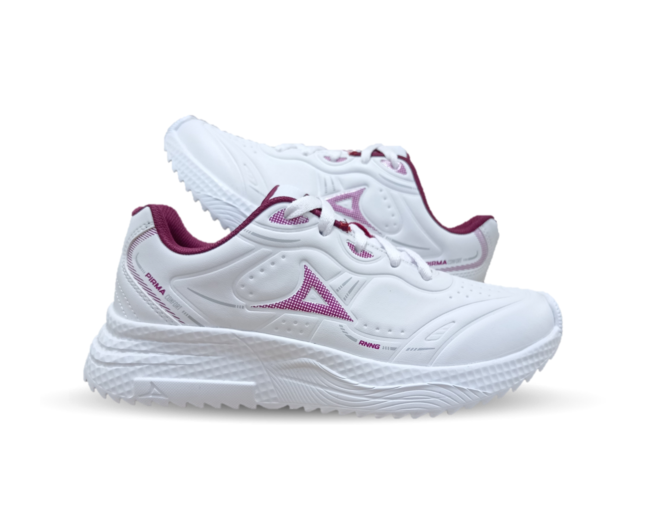 Tenis Deportivo Pirma 8519 Blanco/Guinda para mujer