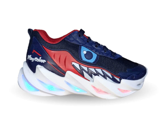 Tenis con luces leds ajuste de agujetas Play Colors 2023 Marino/Rojo para niño