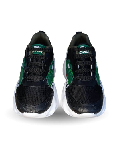Tenis con luces leds ajuste de agujetas Play Colors 2024 Negro/Verde para niño