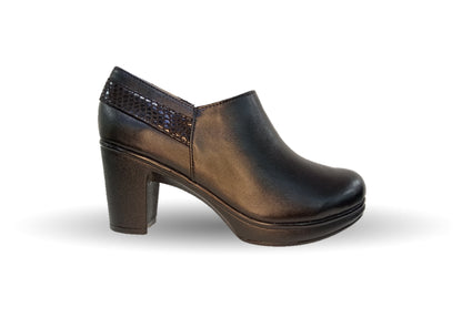 Zapato Casual y de Vestir de piel de ternera con cierre interno con tacón alto suela extra ligera Pullman 1002 Negro para mujer