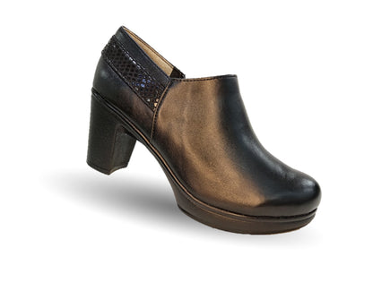 Zapato Casual y de Vestir de piel de ternera con cierre interno con tacón alto suela extra ligera Pullman 1002 Negro para mujer