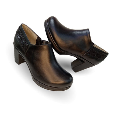 Zapato Casual y de Vestir de piel de ternera con cierre interno con tacón alto suela extra ligera Pullman 1002 Negro para mujer