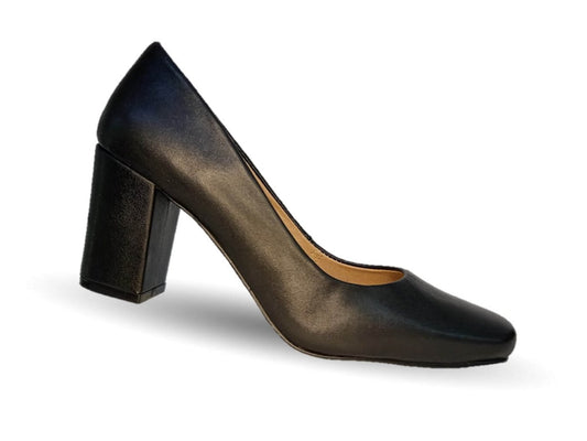 Zapatilla de Vestir y Confort de piel de ternera con tacón mediano Pullman 2000 Negro para mujer