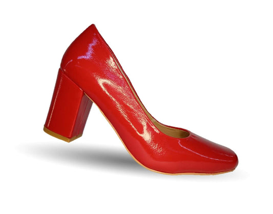 Zapatilla de Vestir y Confort de piel de ternera con tacón mediano Pullman 2000 Charol Rojo para mujer