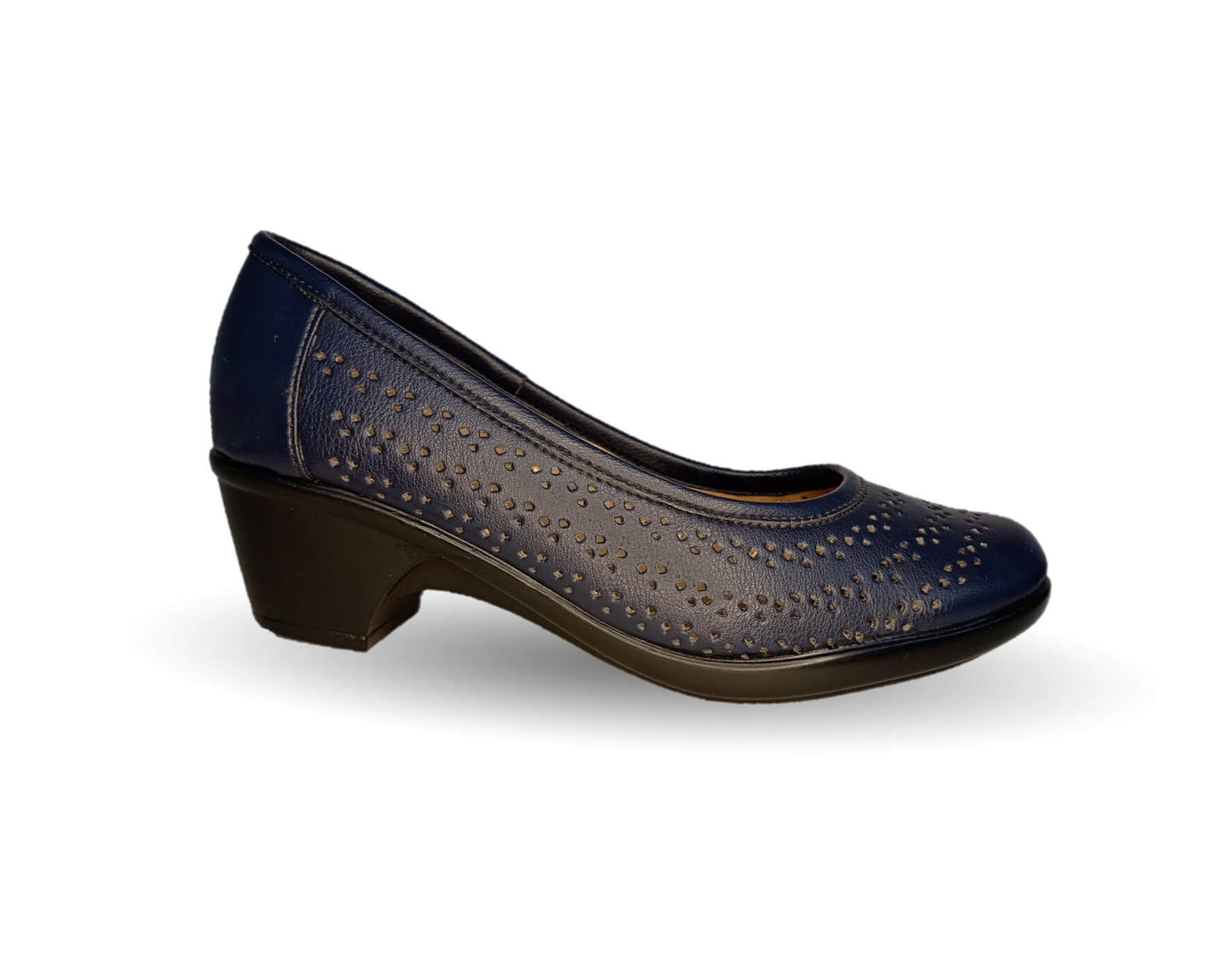 Zapato de Confort y Vestir de piel de ternera con tacón bajo Pullman 220 Azul Marino para mujer