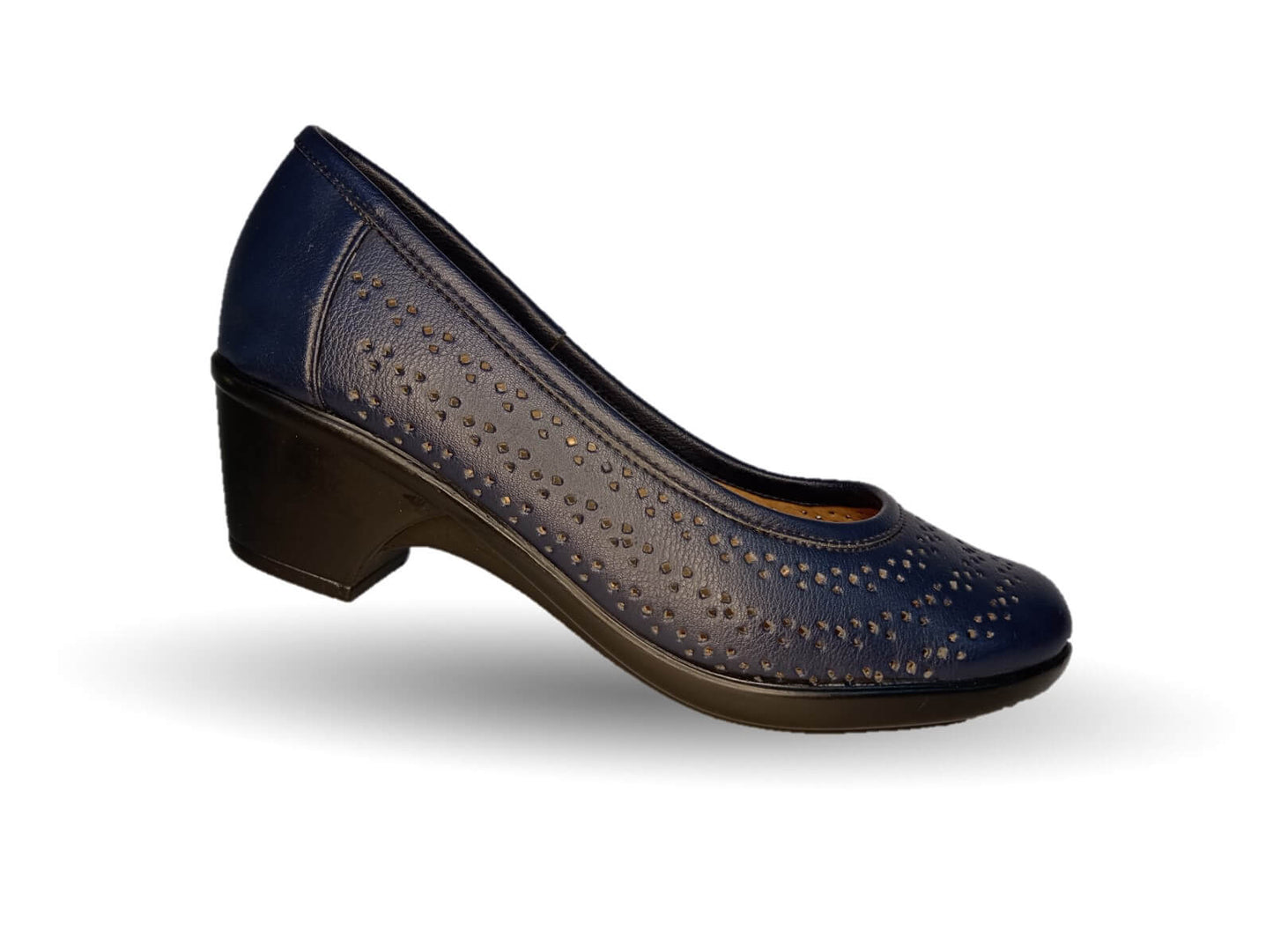 Zapato de Confort y Vestir de piel de ternera con tacón bajo Pullman 220 Azul Marino para mujer