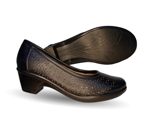 Zapato de Confort y Vestir de piel de ternera con tacón bajo Pullman 220 Negro para mujer