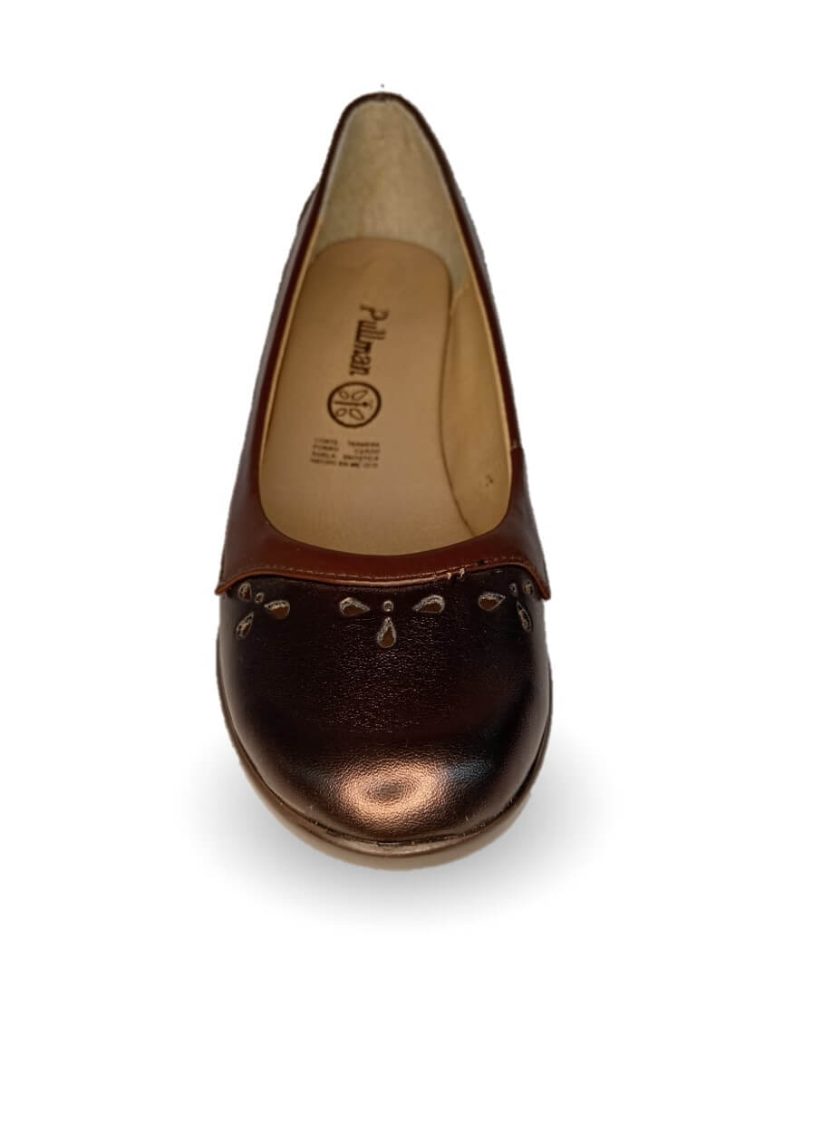 Zapato de Confort y Vestir de piel de ternera con tacón bajo Pullman 243 Antimonio/Moka para mujer
