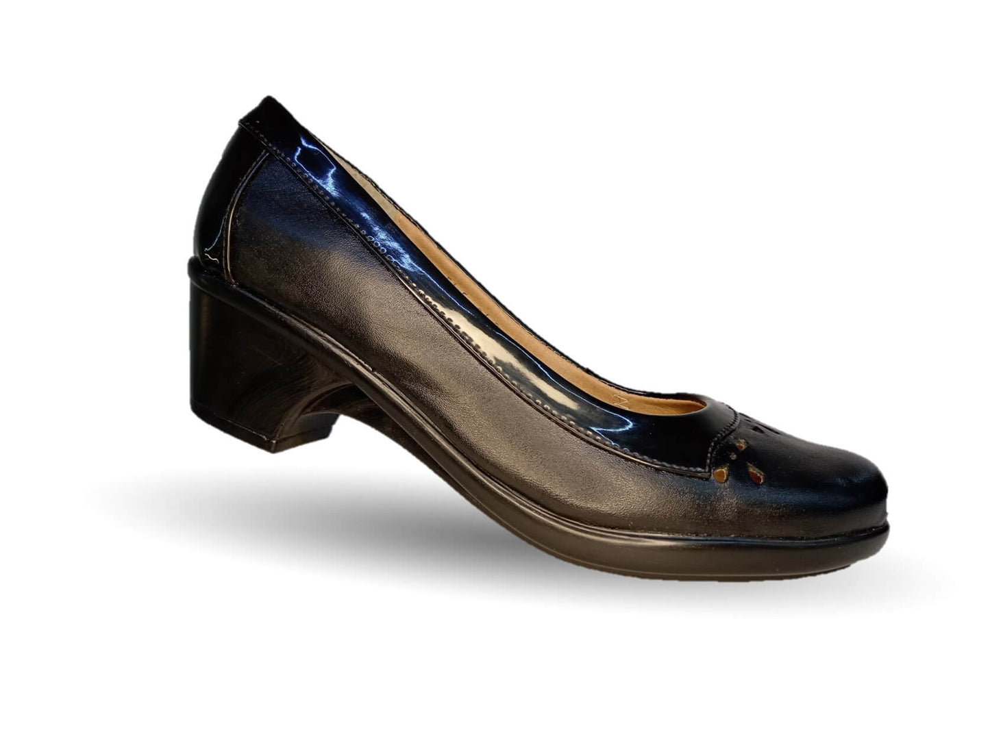 Zapato de Confort y Vestir de piel de ternera con tacón bajo Pullman 243 Negro para mujer