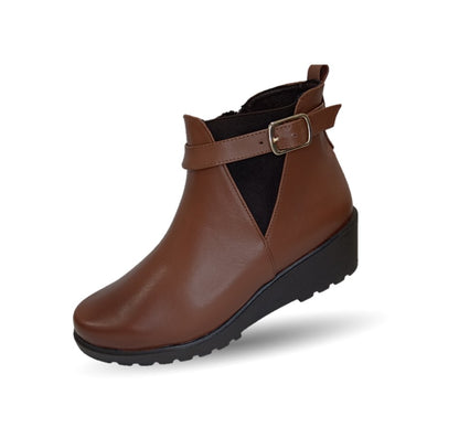 Bota Casual de moda de piel bovino con cuña mediana Pullman 436 Camel para mujer